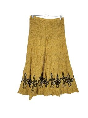 VTG Y2K Free People Boho Maxi Skirt Tiered Festival Cottagecore M Fairy Grunge